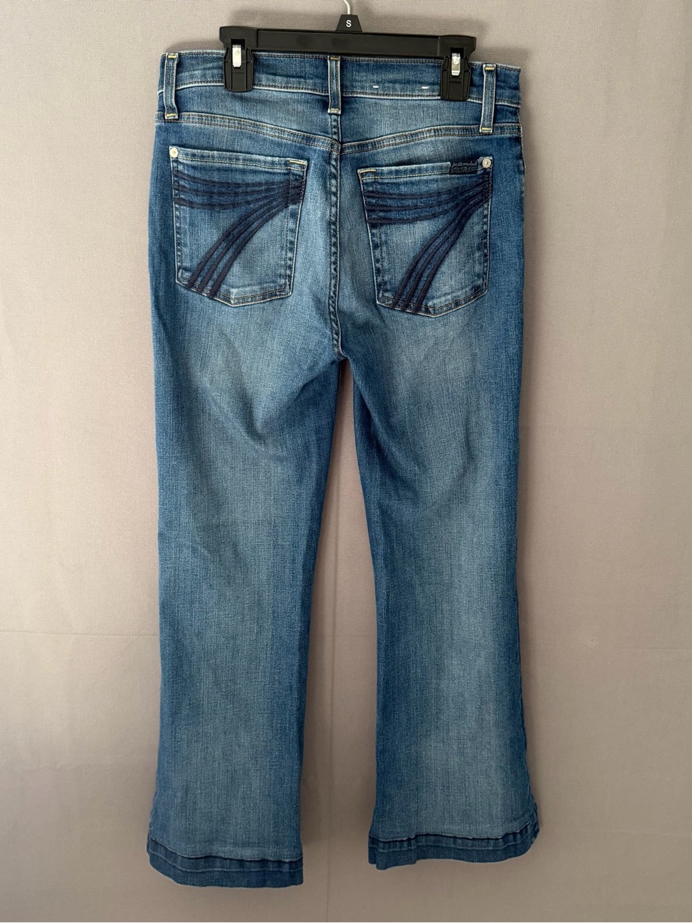 7 For All Mankind Dojo Blue Bootcut Jeans with Contrast Pocket Stitching